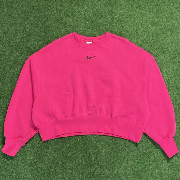 New Nike Women’s  Essential Oversized Center Swoosh Sweater XS Pink  DQ5761-615 - Picture 1 of 7